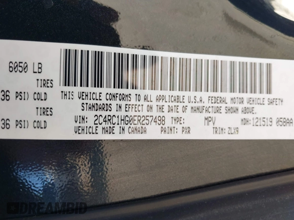 2014 Chrysler Town & Country S with VIN 2C4RC1HG0ER257498, listed as a IAAI auction lot 41627860 with 134,540 mi miles. Bid and sale history available at carsss.com. Image 9.