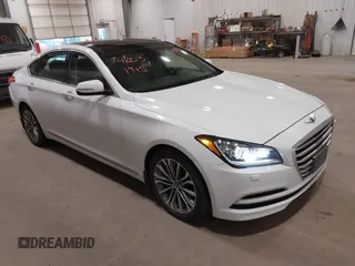 2015 Hyundai Genesis 3.8L with VIN KMHGN4JE5FU090728, listed as a IAAI auction lot 42031915 with 156,755 mi miles. Bid and sale history available at carsss.com. Image 1.