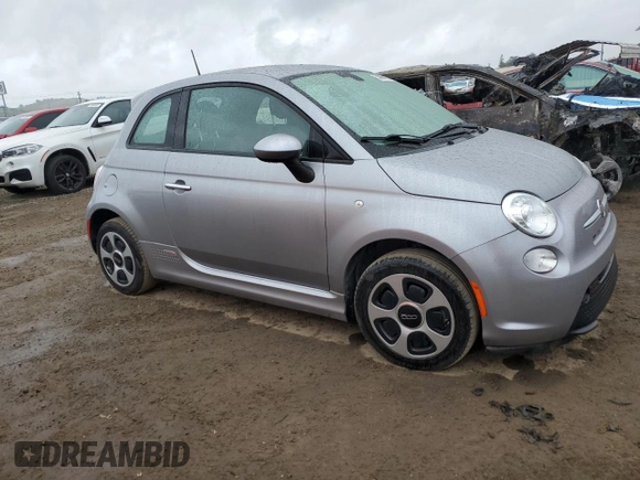 2017 FIAT 500e with VIN 3C3CFFGE2HT549654, listed as a Copart auction lot 53664325 with 53,326 mi miles and Salvage title. Bid and sale history available at DreamBid. Image 4.
