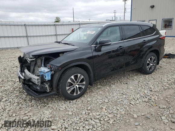 2022 Toyota Highlander XLE with VIN 5TDGZRBH6NS175420, listed as a Copart auction lot 57328585 with 47,962 mi miles and Salvage title. Bid and sale history available at DreamBid. Image 1.