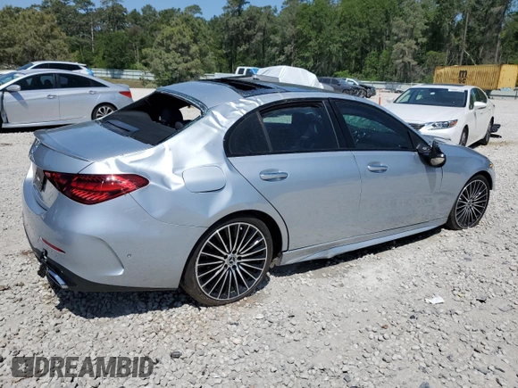 2023 Mercedes-Benz C 300 with VIN W1KAF4GB6PR095886, listed as a Copart auction lot 52868915 with 14,168 mi miles and Salvage Title. Bid and sale history available at carsss.com. Image 3.