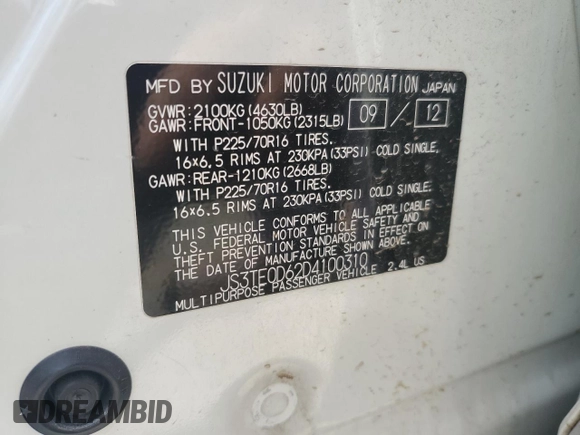 2013 Suzuki Grand Vitara Premium z VIN JS3TE0D62D4100310, wystawiony jako Copart lot #54916065 z przebiegiem 116 428 mil mil oraz Szkoda całkowita • Salvage title. Historia ofert i sprzedaży dostępna na DreamBid. Obrazek 13.