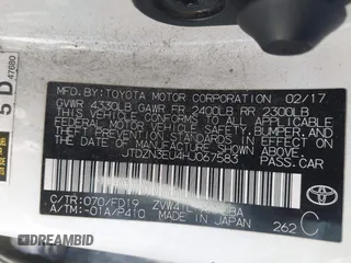 2017 Toyota Prius v Two with VIN JTDZN3EU4HJ067583, listed as a IAAI auction lot 41393495 with 316,410 mi miles. Bid and sale history available at carsss.com. Image 9.
