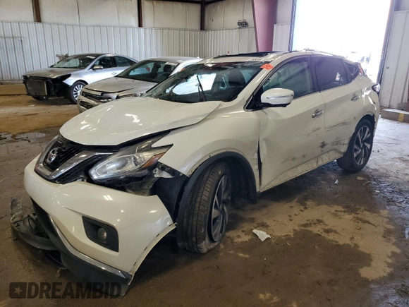 2015 Nissan Murano SL z VIN 5N1AZ2MH6FN279676, wystawiony jako Copart lot #55885835 z przebiegiem Nie podano mil oraz Czysty tytuł • Clean title. Historia ofert i sprzedaży dostępna na DreamBid. Obrazek 1.