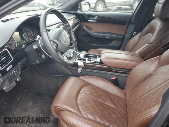 2014 Audi A8 4.0T with VIN WAUR2AFD5EN007518, listed as a Copart auction lot 44523935 with 108,277 mi miles and Salvage title. Bid and sale history available at DreamBid. Image 7.