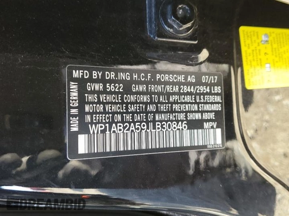 2018 Porsche Macan S with VIN WP1AB2A59JLB30846, listed as a Copart auction lot 87856245 with 57,832 mi miles and Salvage title. Bid and sale history available at DreamBid. Image 13.