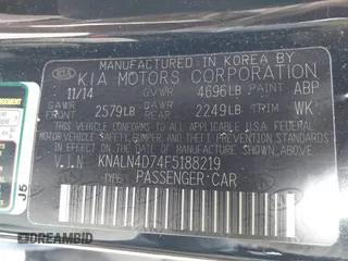 2015 Kia Cadenza Premium with VIN KNALN4D74F5188219, listed as a IAAI auction lot 41530800 with 144,330 mi miles. Bid and sale history available at carsss.com. Image 9.
