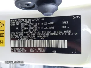 2015 Lexus NX 200t with VIN JTJBARBZ0F2033497, listed as a IAAI auction lot 42571117 with 44,957 mi miles and . Bid and sale history available at DreamBid. Image 9.