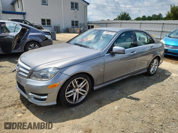 2012 Mercedes-Benz C 250 Sport with VIN WDDGF4HB4CA725244, listed as a Copart auction lot 65667205 with 96,335 mi miles and Salvage title. Bid and sale history available at DreamBid. Image 1.