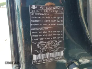 2013 Land Rover LR4 Lux with VIN SALAK2D44DA680582, listed as a Copart auction lot 63627765 with 94,326 mi miles and Salvage title. Bid and sale history available at DreamBid. Image 14.