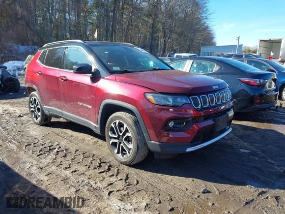 2022 Jeep Compass Limited z VIN 3C4NJDCB9NT193699, wystawiony jako IAAI lot #41574414 z przebiegiem 18 738 mil mil oraz . Historia ofert i sprzedaży dostępna na DreamBid. Obrazek 1.