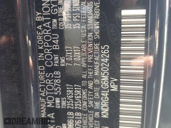 2021 Kia Sorento S with VIN KNDRG4LG6M5024265, listed as a Copart auction lot 51351755 with 66,871 mi miles and Salvage title. Bid and sale history available at DreamBid. Image 15.