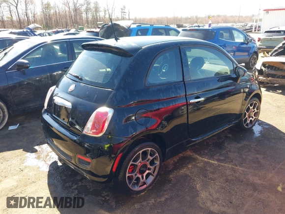 2014 FIAT 500 Sport with VIN 3C3CFFBRXET288618, listed as a IAAI auction lot 41803908 with 100,718 mi miles. Bid and sale history available at carsss.com. Image 4.
