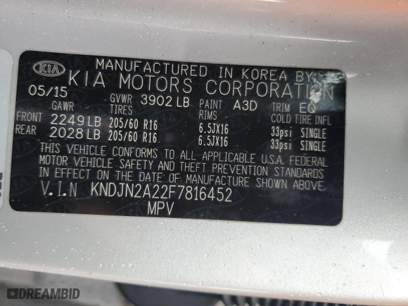 2015 Kia Soul with VIN KNDJN2A22F7816452, listed as a Copart auction lot 52571075 with 75,883 mi miles and Salvage Title. Bid and sale history available at carsss.com. Image 15.