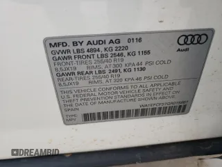 2016 Audi Q3 Premium Plus with VIN WA1EFCFS7GR015867, listed as a Copart auction lot 52508843 with 91,827 mi miles. Bid and sale history available at carsss.com. Image 13.