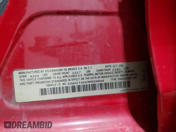 2009 Volkswagen Jetta z VIN 3VWHZ71K69M009844, wystawiony jako Copart lot #45336475 z przebiegiem 152 610 mil mil oraz Szkoda całkowita • Salvage title. Historia ofert i sprzedaży dostępna na DreamBid. Obrazek 12.