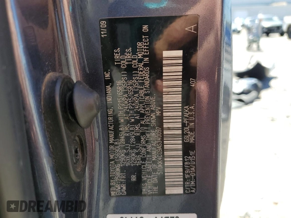 2010 Toyota Sienna CE with VIN 5TDKK4CC9AS340097, listed as a Copart auction lot 53551975 with 172,825 mi miles and Salvage Title. Bid and sale history available at DreamBid. Image 15.