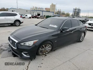 2019 Infiniti Q50 3.0t LUXE with VIN JN1EV7AP8KM512633, listed as a Copart auction lot 47567594 with 138,436 mi miles and Salvage Title. Bid and sale history available at carsss.com. Image 1.