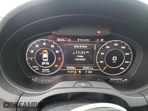 2018 Audi A3 Sedan Premium Plus with VIN WAUJ8GFF9J1001612, listed as a Copart auction lot 45247504 with 59,386 mi miles. Bid and sale history available at carsss.com. Image 9.