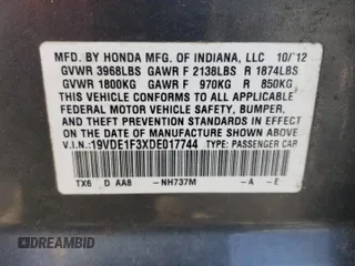 2013 Acura ILX with VIN 19VDE1F3XDE017744, listed as a Copart auction lot 51583425 with 90,871 mi miles and Salvage Title. Bid and sale history available at carsss.com. Image 12.