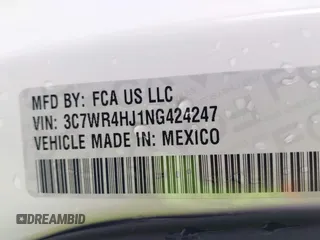 2022 Ram 2500 Tradesman z VIN 3C7WR4HJ1NG424247, wystawiony jako IAAI lot #41943490 z przebiegiem 56 423 mil mil oraz . Historia ofert i sprzedaży dostępna na DreamBid. Obrazek 9.
