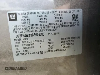 2011 Cadillac SRX Luxury Collection with VIN 3GYFNDEY3BS624088, listed as a Copart auction lot 48048955 with 142,297 mi miles and Salvage Title. Bid and sale history available at carsss.com. Image 13.