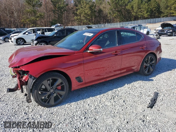 2023 Genesis G70 3.3T with VIN KMTG54TE4PU113825, listed as a Copart auction lot 83207564 with 10,123 mi miles and Salvage Title. Bid and sale history available at DreamBid. Image 1.