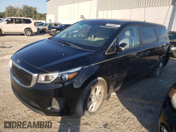 2017 Kia Sedona LX with VIN KNDMB5C15H6306388, listed as a Copart auction lot 84343854 with 106,088 mi miles and Salvage Title. Bid and sale history available at carsss.com. Image 1.