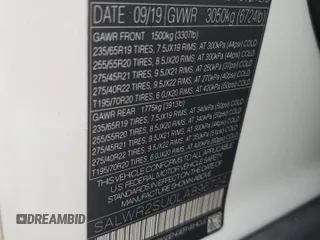 2020 Land Rover Range Rover Sport HSE with VIN SALWR2SU0LA896724, listed as a Copart auction lot 59272225 with Not provided miles and Clean title. Bid and sale history available at DreamBid. Image 14.