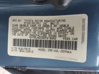 2013 Toyota Corolla L with VIN 5YFBU4EE9DP210262, listed as a IAAI auction lot 42209025 with 204,463 mi miles and . Bid and sale history available at DreamBid. Image 9.
