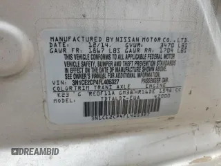 2015 Nissan Note S with VIN 3N1CE2CP4FL405327, listed as a Copart auction lot 60738795 with 97,389 mi miles and Salvage title. Bid and sale history available at DreamBid. Image 12.