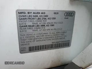 2021 Audi Q5 Premium with VIN WA1AAAFY0M2002856, listed as a Copart auction lot 45542955 with 40,558 mi miles and Salvage Title. Bid and sale history available at carsss.com. Image 14.