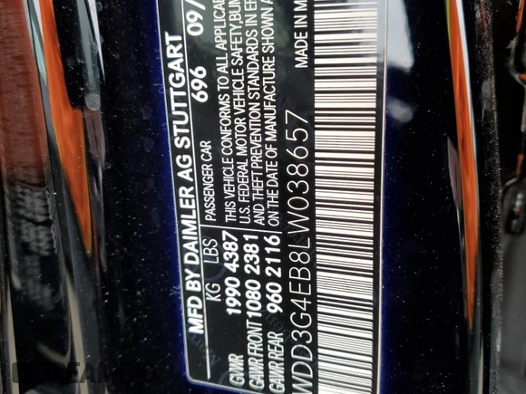 2020 Mercedes-Benz A 220 with VIN WDD3G4EB8LW038657, listed as a Copart auction lot 54268225 with 15,153 mi miles and Salvage title. Bid and sale history available at DreamBid. Image 12.