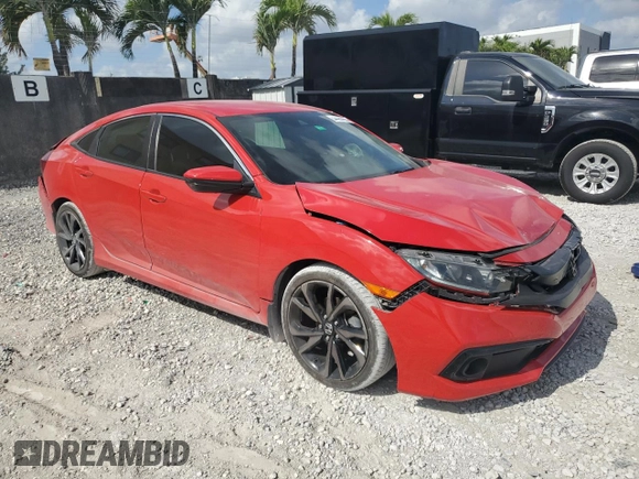 2020 Honda Civic Sedan Sport with VIN 2HGFC2F87LH537167, listed as a Copart auction lot 54429995 with 61,997 mi miles and Salvage Title. Bid and sale history available at carsss.com. Image 4.