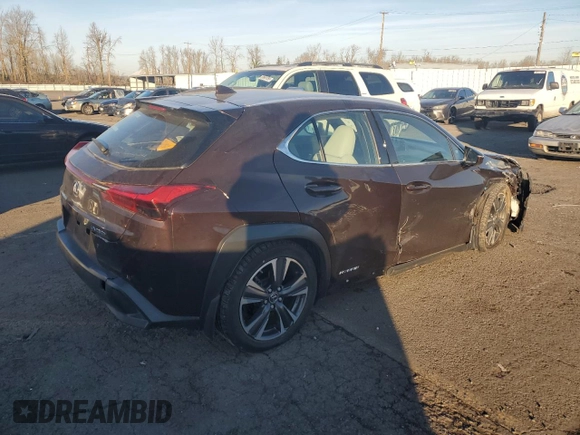 2019 Lexus UX with VIN JTHU9JBH8K2019644, listed as a Copart auction lot 42189425 with 41,704 mi miles and Salvage Title. Bid and sale history available at carsss.com. Image 3.