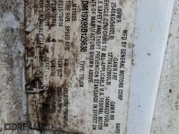 2005 Chevrolet Astro Cargo z VIN 1GCDM19X95B129636, wystawiony jako Copart lot #44069225 z przebiegiem 204 471 mil mil oraz Szkoda całkowita • Salvage title. Historia ofert i sprzedaży dostępna na DreamBid. Obrazek 16.