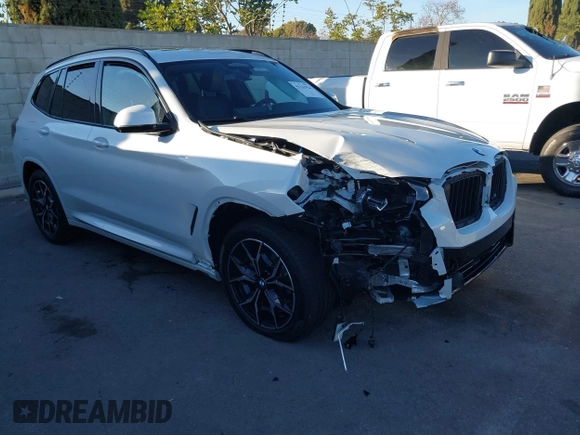 2024 BMW X3 sDrive30i with VIN WBX47DP03RN282020, listed as a IAAI auction lot 41122924 with 573 mi miles and . Bid and sale history available at DreamBid. Image 1.
