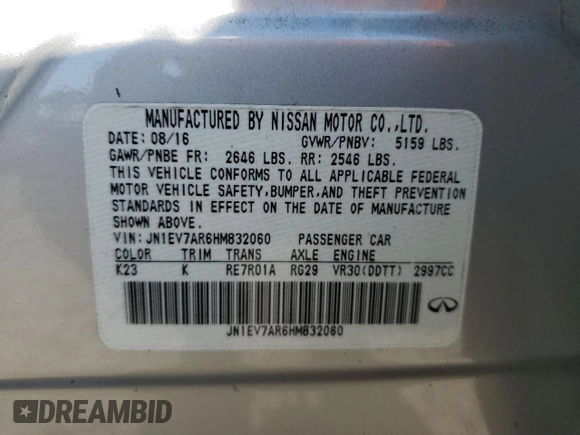 2017 Infiniti Q50 3.0t Signature Edition with VIN JN1EV7AR6HM832060, listed as a Copart auction lot 74277644 with 75,543 mi miles and Salvage Title. Bid and sale history available at carsss.com. Image 14.