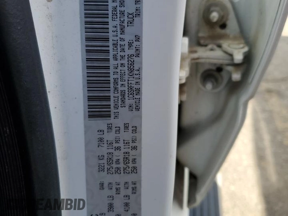 2019 Ram 1500 Big Horn with VIN 1C6SRFFT1KN856276, listed as a Copart auction lot 77247224 with 62,049 mi miles and Salvage title. Bid and sale history available at DreamBid. Image 12.