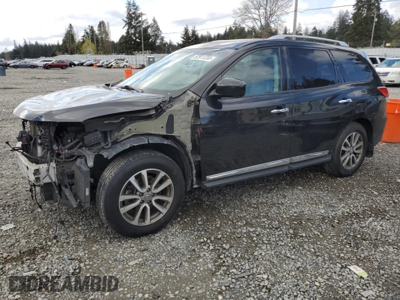 2015 Nissan Pathfinder SL with VIN 5N1AR2MM1FC658013, listed as a Copart auction lot 52911255 with 125,073 mi miles and Salvage title. Bid and sale history available at DreamBid. Image 1.