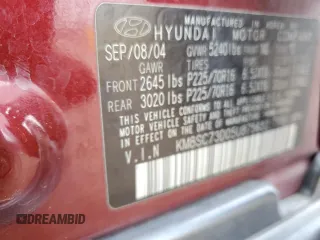 2005 Hyundai Santa Fe GLS with VIN KM8SC73D05U875632, listed as a Copart auction lot 54962394 with 80,394 mi miles and Salvage Title. Bid and sale history available at carsss.com. Image 15.