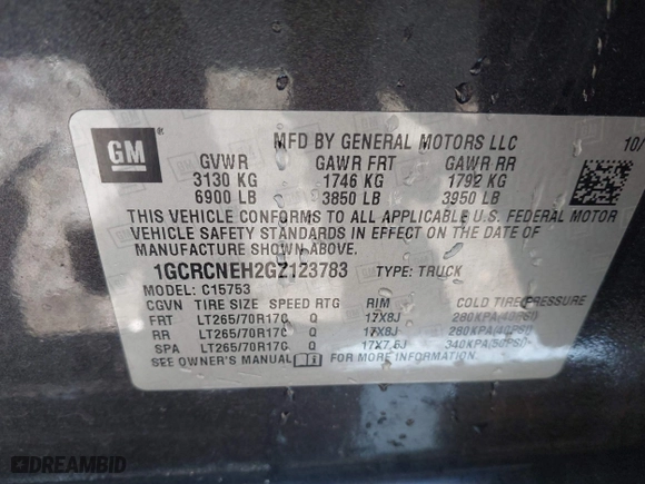 2016 Chevrolet Silverado 1500 LS with VIN 1GCRCNEH2GZ123783, listed as a IAAI auction lot 41919505 with 145,634 mi miles. Bid and sale history available at carsss.com. Image 9.