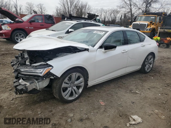2021 Acura TLX w/Technology Package with VIN 19UUB6F45MA011831, listed as a Copart auction lot 46622925 with 51,058 mi miles and Salvage Title. Bid and sale history available at carsss.com. Image 1.