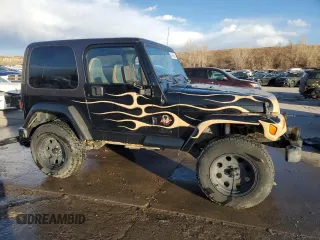 2002 Jeep Wrangler Sahara with VIN 1J4FA59S82P740585, listed as a Copart auction lot 46266265 with 145,129 mi miles and Salvage Title. Bid and sale history available at carsss.com. Image 4.