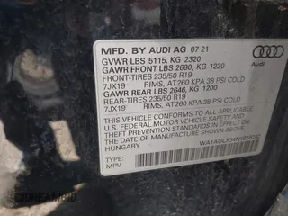 2022 Audi Q3 Premium with VIN WA1AUCF34N1016242, listed as a IAAI auction lot 42341953 with 53,650 mi miles and . Bid and sale history available at DreamBid. Image 9.