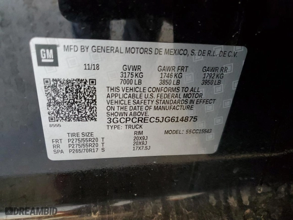 2018 Chevrolet Silverado 1500 LT with VIN 3GCPCREC5JG614875, listed as a Copart auction lot 47894655 with 176,188 mi miles and Salvage Title. Bid and sale history available at carsss.com. Image 14.