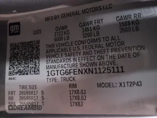 2022 GMC Canyon 4WD AT4 w/Cloth with VIN 1GTG6FENXN1125111, listed as a Copart auction lot 84546814 with 21,267 mi miles and Salvage Title. Bid and sale history available at carsss.com. Image 12.