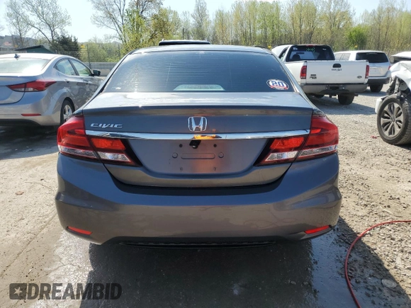 2013 Honda Civic EX with VIN 2HGFB2F89DH506846, listed as a Copart auction lot 53423285 with 92,542 mi miles and Salvage Title. Bid and sale history available at DreamBid. Image 6.