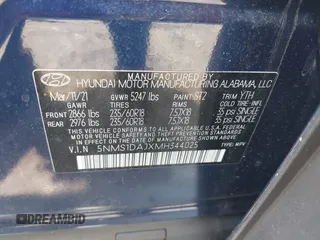 2021 Hyundai Santa Fe SE with VIN 5NMS1DAJXMH344025, listed as a IAAI auction lot 42477124 with 17,129 mi miles and . Bid and sale history available at DreamBid. Image 9.