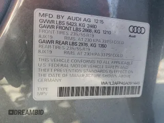 2016 Audi Q5 Premium Plus with VIN WA1L2AFP4GA091449, listed as a Copart auction lot 51137675 with 76,756 mi miles and Salvage Title. Bid and sale history available at carsss.com. Image 13.